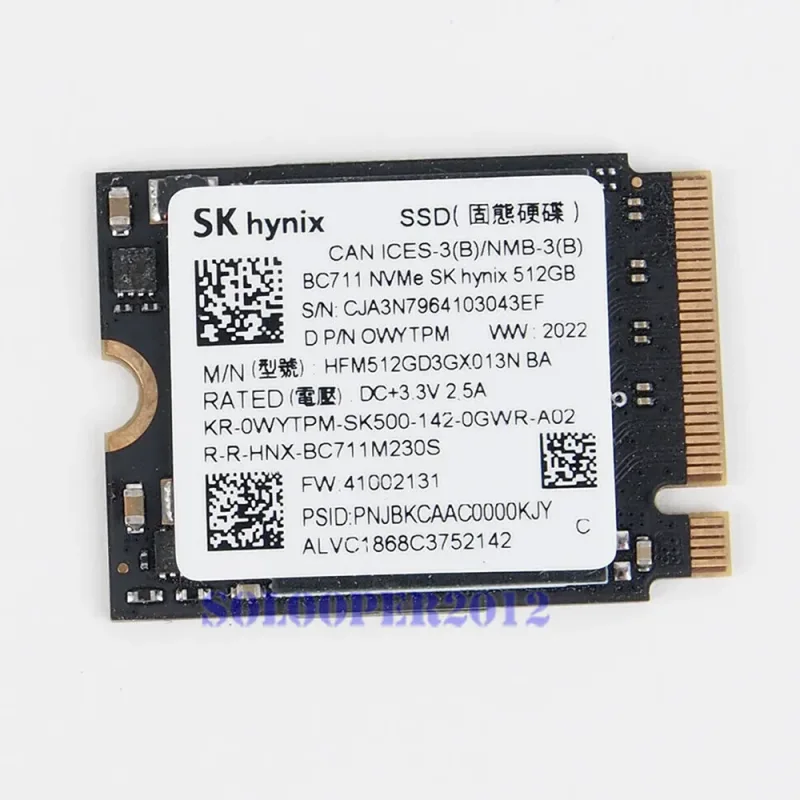 Hynix HFM256GD3JX013N BC711 256GB PCI Express 3.0 x4 NVMe M.2 2280 Client Solid State Drive. In Stock