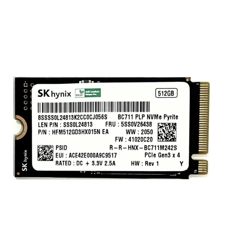 Hynix HFM512GD3HX015N BC711 512GB PCI Express 3.0 x4 NVMe M.2 2242 Client Solid State Drive. In Stock