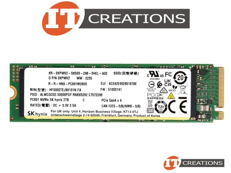 Hynix HFS002TEJ9X101N PC801 2TB PCI Express 4.0 x4 NVMe M.2 2280 Client Solid State Drive