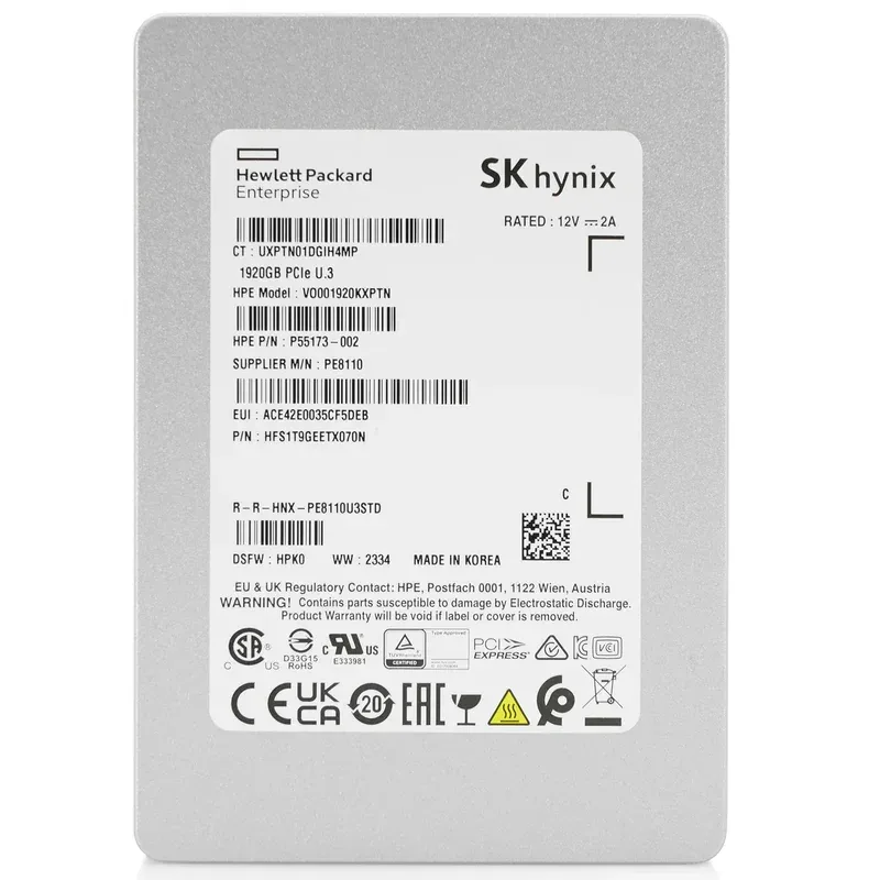 Hynix HFS15T3DGMX070N PE8111 15.36TB 4D V6 TLC PCI Express 3.0 x4 NVMe Read Intensive SED, TCG Opal FIPS E1.L 9.5mm Enterprise Solid State Drive. In Stock