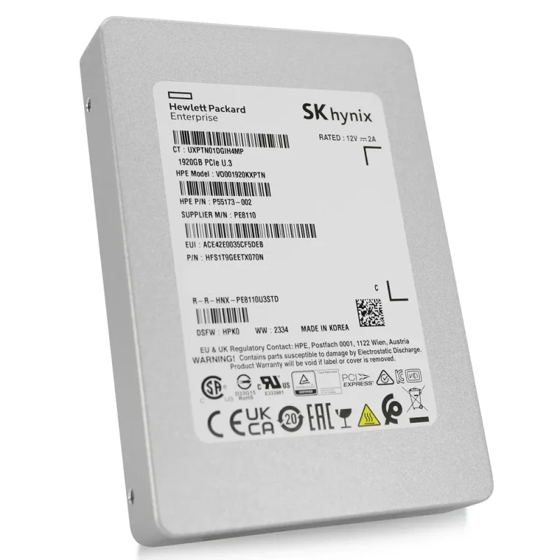 Hynix HFS1T9GEETX070N PE8110 1.92TB 4D V6 TLC PCI Express 4.0 x4 NVMe Read Intensive U.3/2 15mm 2.5-Inch Enterprise Solid State Drive. In Stock