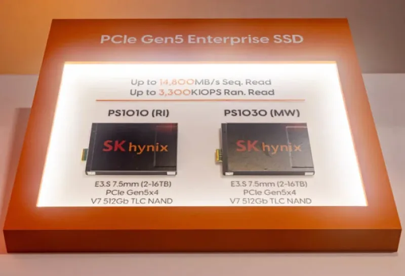 Hynix HFS7T6GFJCX140N PS1010 7.68TB 4D V7 TLC PCI Express 5.0 NVMe Read Intensive SED/TCG Opal E3.S 7.5mm Enterprise Solid State Drive. In Stock