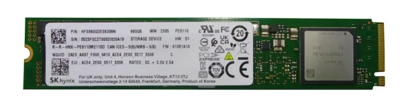 Hynix HFS960GDE0X089N PE8110 960GB 4D V5 TLC PCI Express 3.0 x4 NVMe Read Intensive M.2 22110 Enterprise Solid State Drive. In Stock