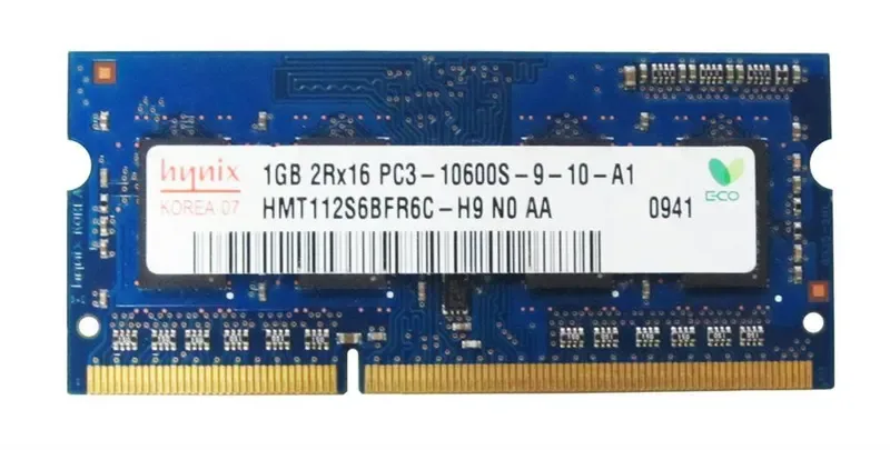 HMT112S6BFR6C-H9N0-AA - Hynix 1GB PC3-10600 DDR3-1333MHz non-ECC Unbuffered CL9 SoDIMM Single-Rank Memory Module
