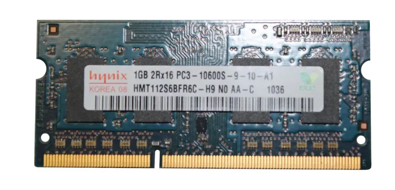 HMT112S6BFR6C-H9N0-AA-C - Hynix 1GB PC3-10600 DDR3-1333MHz non-ECC Unbuffered CL9 SoDIMM Single-Rank Memory Module