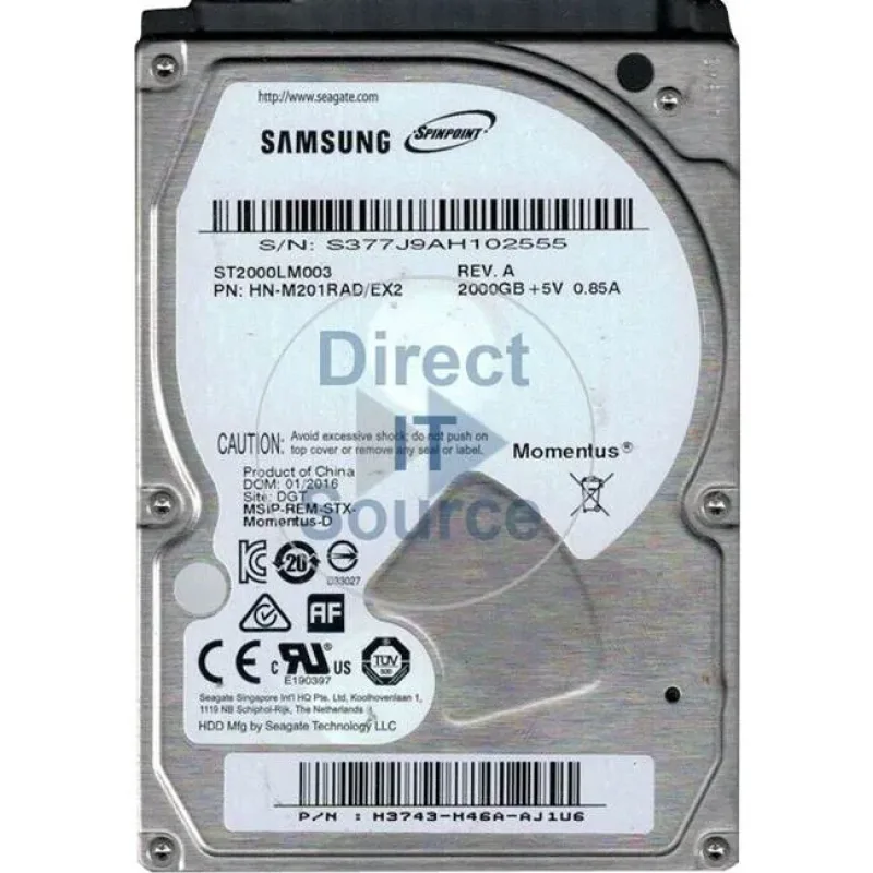 Samsung HN-M201RAD/D Spinpoint M9T 2TB 5400RPM SATA 6Gb/s 32MB Cache 2.5-inch Hard Drive