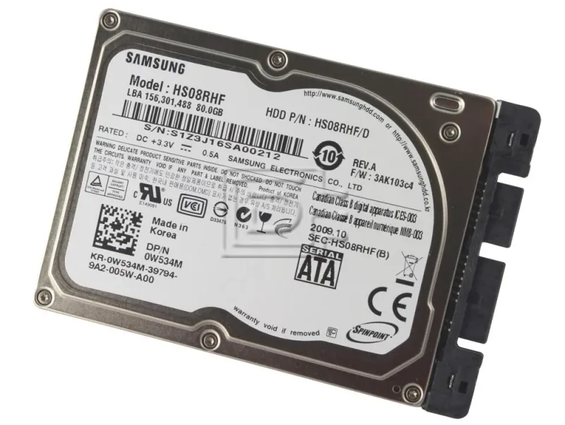 Samsung HS08RHF/D Spinpoint N3C 80GB 5400RPM SATA 3Gb/s 16MB Cache 1.8-inch Hard Drive