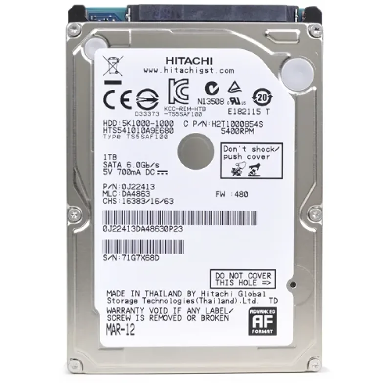 HTE541680J9SA00 - Hitachi Travelstar E5K160 80GB 5400RPM SATA 1.5Gb/s 8MB Cache 2.5-inch Hard Drive