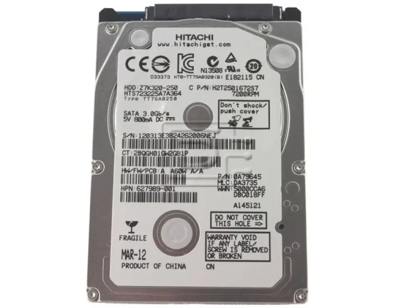HTE723225A7A364 - Hitachi TravelStar 250GB 7200RPM SATA 3Gb/s 16MB Cache 2.5-inch Hard Drive