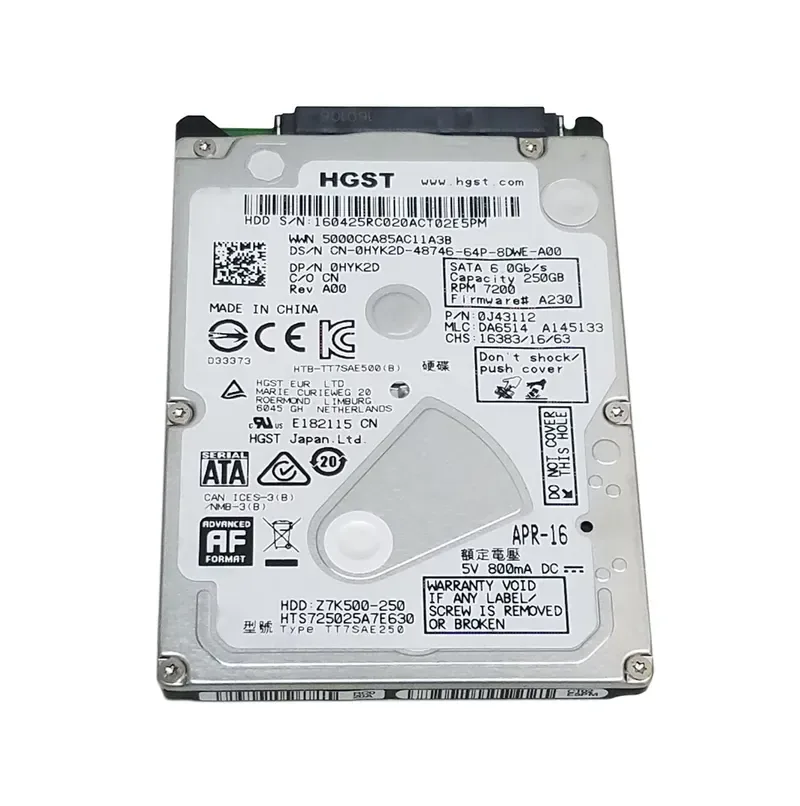 HTE725025A7E630 - Hitachi 250GB 7200RPM SATA 6Gb/s 2.5-inch Hard Drive