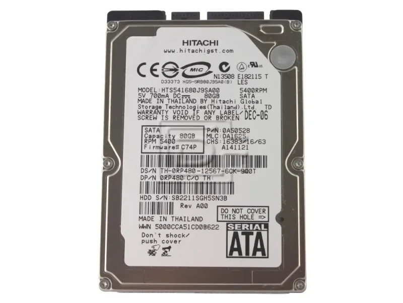 HTS543212L9SA00 - Hitachi Travelstar 5K320 120GB 5400RPM SATA 1.5Gb/s 8MB Cache 2.5-inch Hard Drive