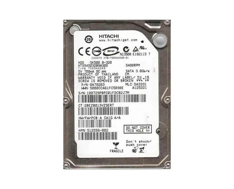 HTS545032B9A300 - Hitachi Travelstar 5K500.B 320GB 5400RPM SATA 3Gb/s 8MB Cache 2.5-inch Hard Drive