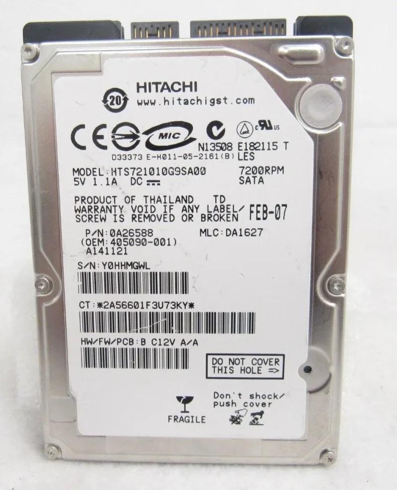 HTS72100G9SA00 - Hitachi Travelstar 7K100 80GB 7200RPM SATA 1.5Gb/s 8MB Cache 2.5-inch Hard Drive