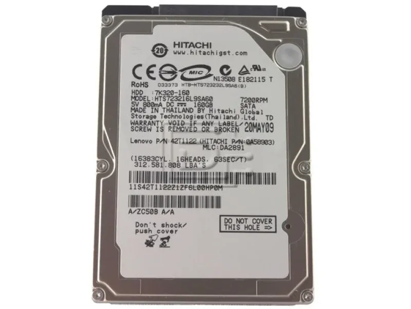 HTS723280L9A362 - Hitachi Travelstar 7K320 80GB 7200RPM SATA 3Gb/s 16MB Cache 2.5-inch Hard Drive