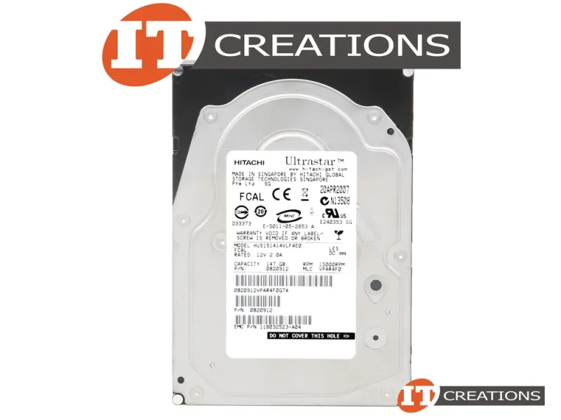 HUS151414VLF4E0 - Hitachi Ultrastar 15K147 147GB 15000RPM Fibre Channel 4GB/s 16MB Cache 3.5-inch Hard Disk Drive