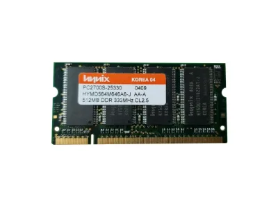 HYMD564M646A6-J - Hynix 512MB DDR-333MHz PC2700 non-ECC Unbuffered CL2.5 200-Pin SoDimm Memory Module