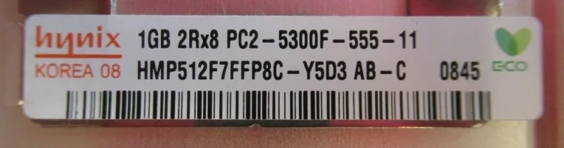 HYMP512U72CP8-Y5-T - Hynix 1GB DDR2-667MHz PC2-5300 ECC Unbuffered CL5 240-Pin DIMM Memory Module