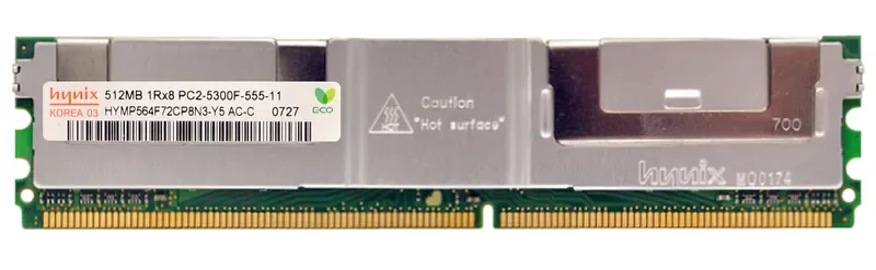HYMP564F72CP8N3-Y5 AC-C - Hynix 512MB DDR2-667MHz ECC Fully Buffered CL5 240-Pin DIMM 1.8V Single Rank Memory Module