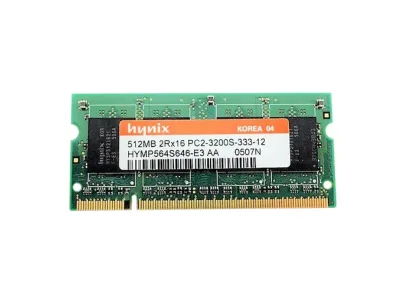 HYMP564S646-E3 - Hynix 512MB DDR2-400MHz PC2-3200 non-ECC Unbuffered CL3 200-Pin SoDimm 1.8V Memory Module