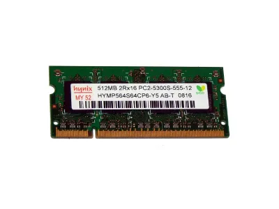 HYMP564S64CP6-Y5AB - Hynix 512MB DDR2-667MHz PC2-5300 non-ECC Unbuffered CL5 200-Pin SoDimm Dual Rank Memory Module