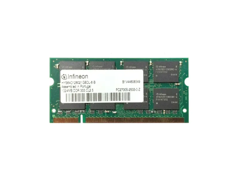 HYS64D128021GBDL-6-B - Infineon 1GB DDR-333MHz PC2700 non-ECC Unbuffered CL2.5 200-Pin SoDimm Memory Module