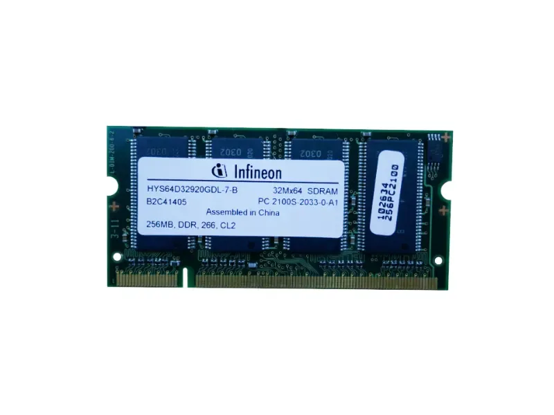 HYS64D32920GDL-7-B - Infineon 256MB DDR-266MHz PC2100 non-ECC Unbuffered CL2.5 200-Pin SoDimm Memory Module