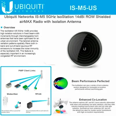 IS-M5-US - Ubiquiti IsoStation Shielded airMAX├âΓÇÜ├é┬« Radio with Isolation Antenna
