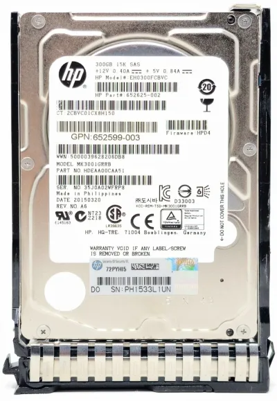 J9F40A - HP 300GB 15000RPM SAS 12GB/s Hot-Pluggable 2.5-inch Hard Drive (Smart Carrier 3.5-inch)