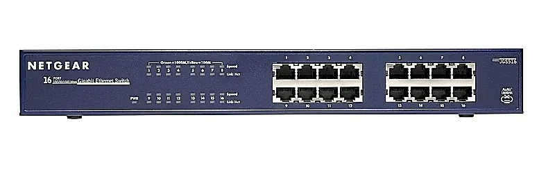 Netgear JGS516-200EUS Prosafe JGS500 Series JGS516 16 x Ports 10/100/1000Base-T Rack-mountable Unmanaged Gigabit Ethernet Network Switch. In Stock
