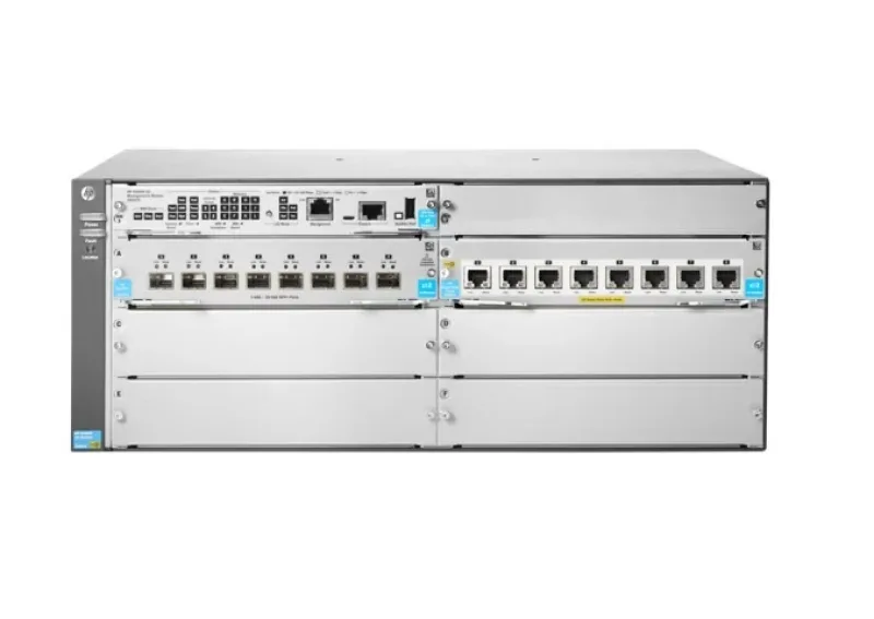 HPE JL002-61101 Aruba 5406R-8XGT-PoE+/8SFP+ 8-Ports PoE+ 10GBase-T RJ-45 8-Ports SFP+ 10GbE 4x Open Module Slots Layer 3 Managed Rack-mountable 4U GbE Network Modular Switch
