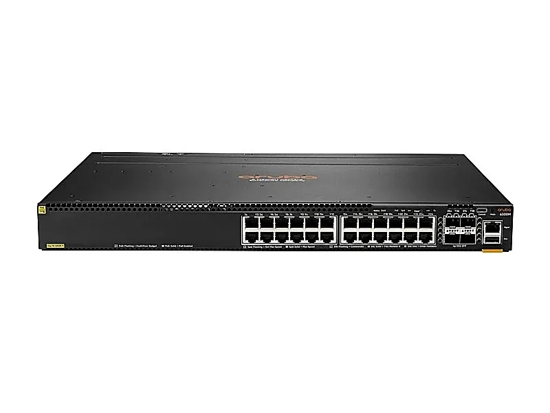 HPE JL662-61001 Aruba 6300M 24-Ports 1000Base-T Class4 PoE+ 4-Ports 50GbE SFP56 1U Rack-mountable Layer 3 Managed Stackable GbE Network Switch