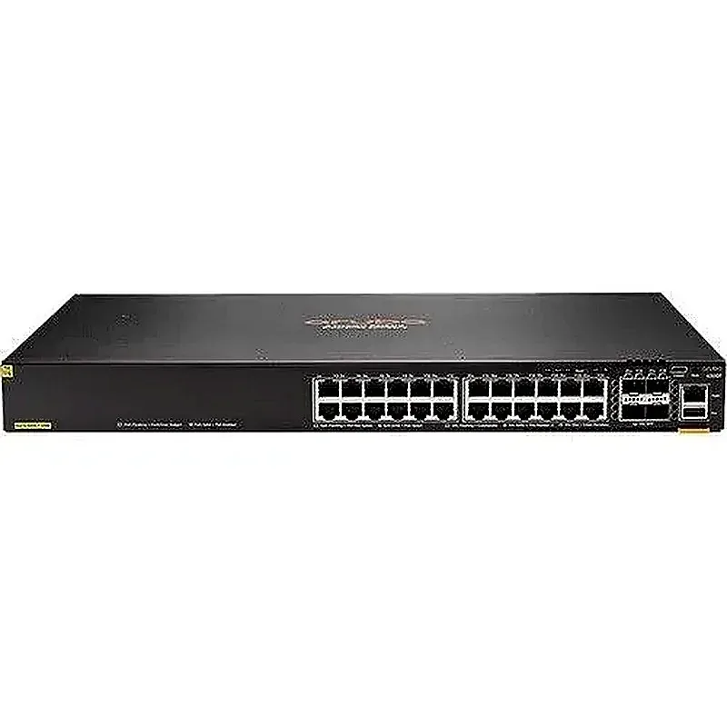 HPE JL725-61001 Aruba 6200F-24G-Class4-PoE-4SFP+ 24-Ports 10/100/1000Base-T Class 4 PoE 4-Ports SFP 1x USB-C Console 1x OOBM 1x USB Type-A Host Port Layer 3 Managed Rack-mountable Gigabit Ethernet Net