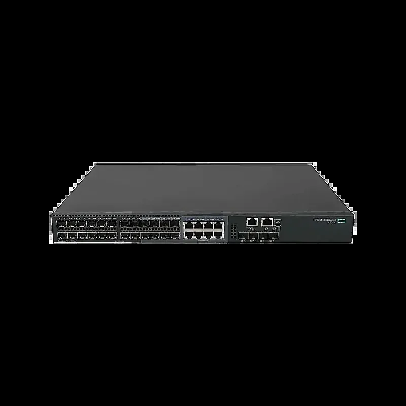 HPE JL826-61001 FlexNetwork 5140-24G-SFP 24-Ports SFP 8x Dual-Personality Ports 4-Ports SFP+ 10GbE 1x RJ-45 Serial Console Port 2x Power Supply Slots Layer 3 Managed 1U Rack-Mountable Gigabit Ethernet