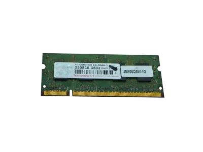 JM800QSW-1G - Transcend 1GB DDR2-800MHz PC2-6400 non-ECC Unbuffered CL6 200-Pin SoDimm Dual Rank Memory Module