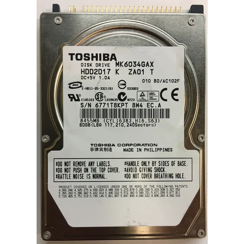 K000043800 - Toshiba 60GB 5400RPM SATA 1.5GB/s 2.5-inch Hard Disk Drive