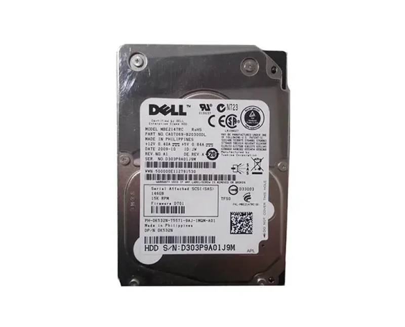 K532N - Dell 146GB 15000RPM SAS 3Gb/s 2.5-inch 16MB Cache Hard Drive with Tray