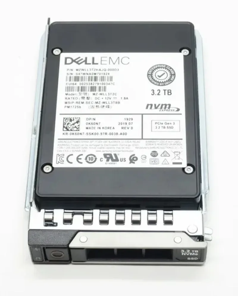 Dell K60N7 Dell 0K60N7 / K60N7 3.2TB Triple-Level Cell PCI Express NVMe 3.0 x4 Mixed Use 2.5-Inch Solid State Drive
