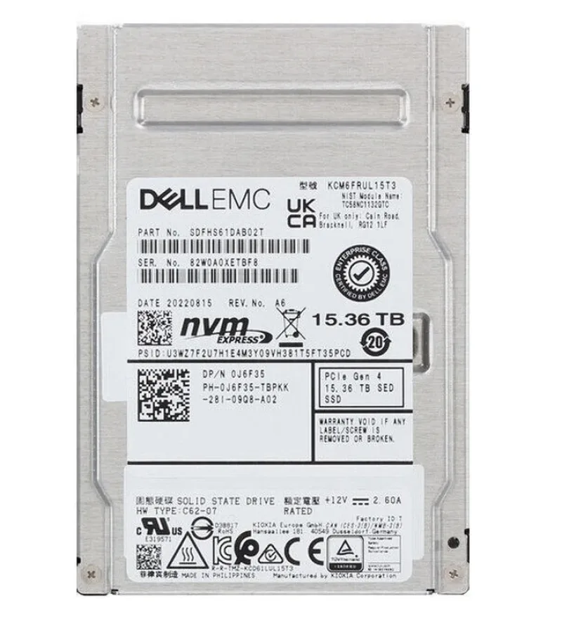 KIOXIA KCM6FRUL15T3 CM6 15.3TB Triple-Level Cell PCI Express NVMe 4.0 x4 Read Intensive SFF 2.5-Inch Solid State Drive (OEM)