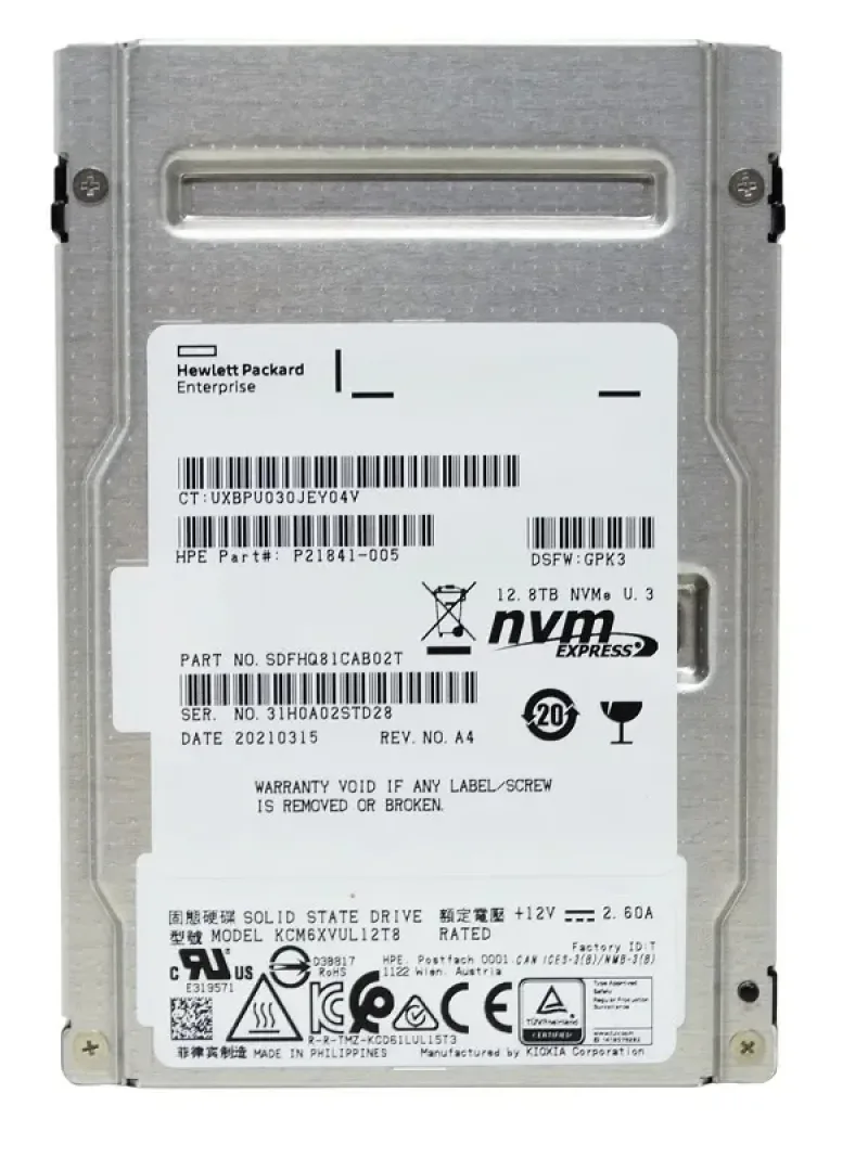 KIOXIA KCM6XVUL12T8 CM6 Series 12.8TB Triple-Level Cell PCI Express NVMe 4.0 x4 SFF 2.5-Inch Solid State Drive (OEM). In Stock