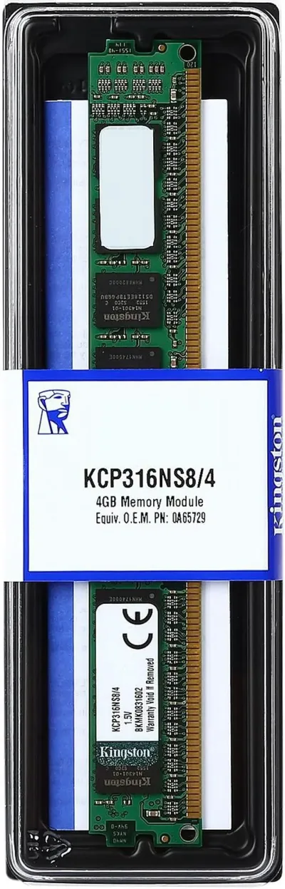Kingston Technology KCP316NS8/4 4GB DDR3-1600MHz PC3-12800 non-ECC Unbuffered CL11 240-Pin DIMM 1.35V Low Voltage Single Rank Memory Module