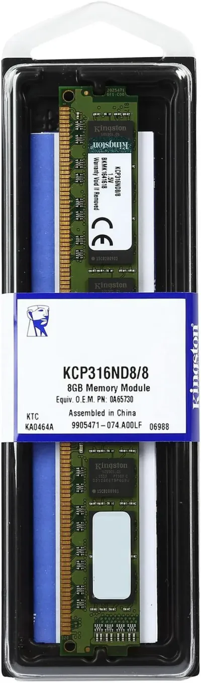 Kingston Technology KCP316SD8/8 8GB DDR3-1600MHz PC3-12800 non-ECC Unbuffered CL11 204-Pin SoDimm 1.35V Low Voltage Dual Rank Memory Module
