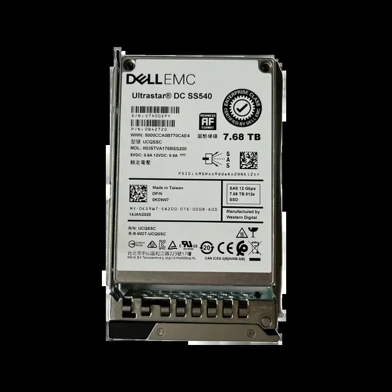 Dell KD9W7 Dell 0KD9W7 / KD9W7 7.68TB Triple-Level Cell SAS 12Gb/s Hot-Pluggable Read Intensive (512e) 2.5-Inch Solid State Drive for Server