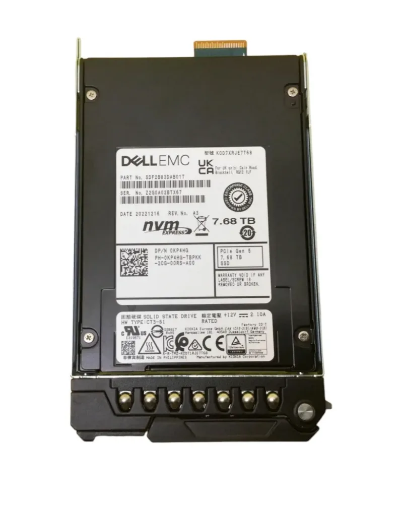 Dell KP4HG Dell Dell 0KP4HG / KP4HG 7.68TB Triple-Level Cell PCI Express NVMe 5.0 x4 Read Intensive Solid State Drive For Poweredge Server