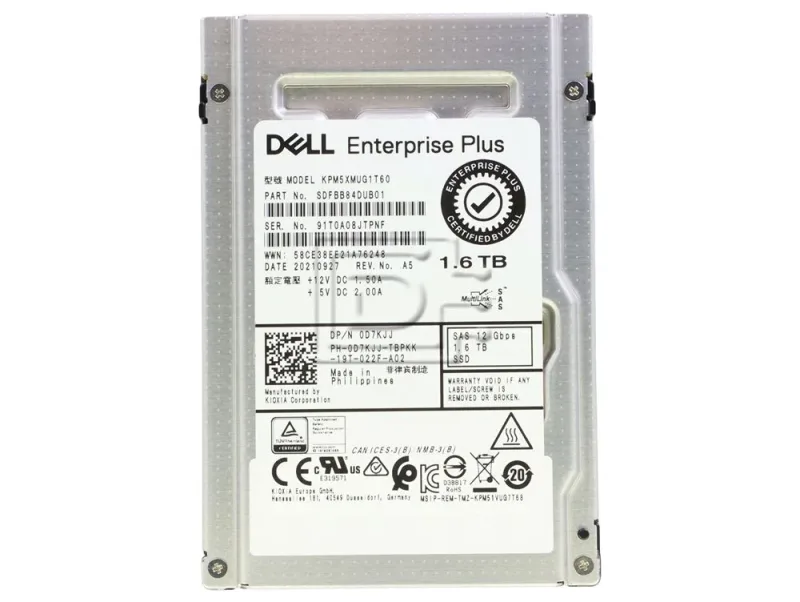 KIOXIA KPM5WMUG1T60 1.6TB SAS 12Gbps write-intensive enterprise SSD for mission-critical workloads