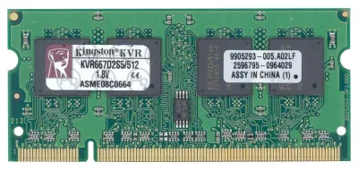 Kingston KPR5300SO/1GR 1GB DDR2-667MHz PC2-5300 non-ECC Unbuffered CL5 200-Pin SoDimm Single Rank Memory Module