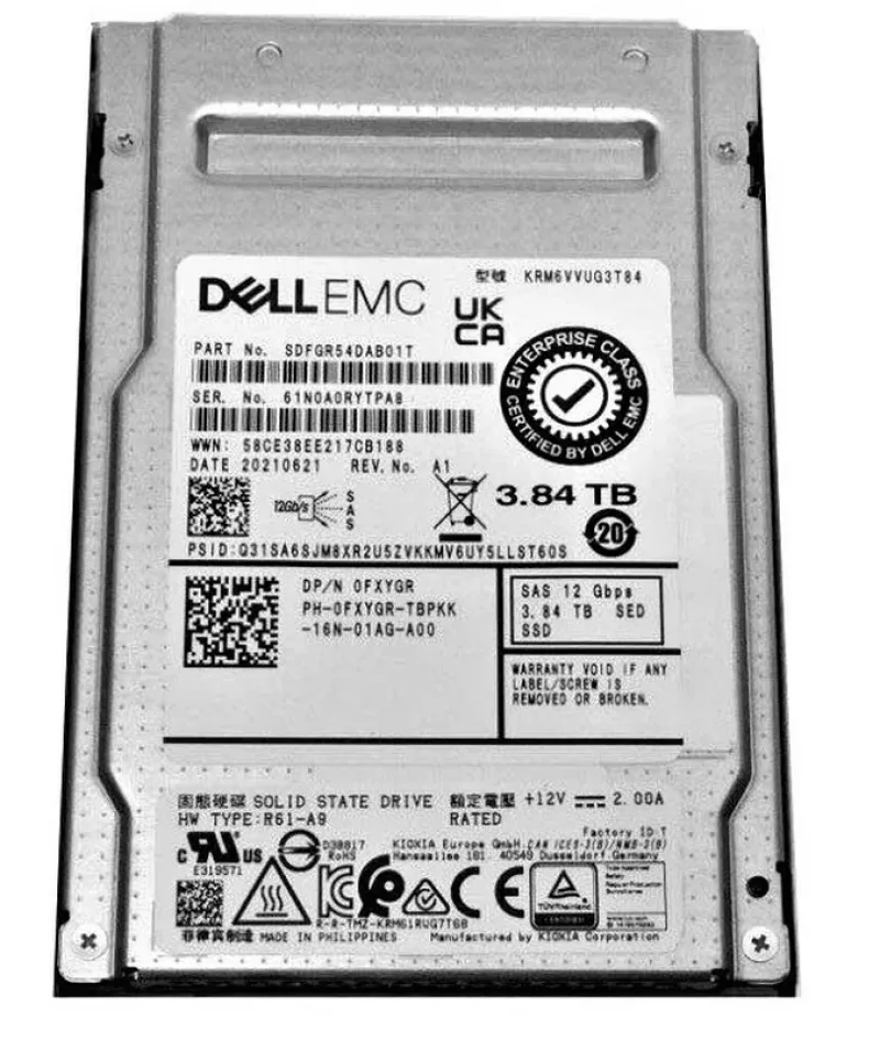 KIOXIA KRM6VVUG3T84 RM6-V 3.84TB Triple-Level Cell 12Gb/s SAS Mixed Use SFF 2.5-Inch Solid State Drive (OEM)