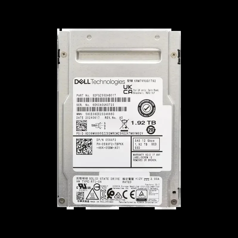 KIOXIA KRM7VVUG1T92 RM7-V 1.92TB Triple-Level Cell SAS 12Gb/s Mixed Use SFF 2.5-Inch Self-Encrypting SED Solid State Drive (OEM)