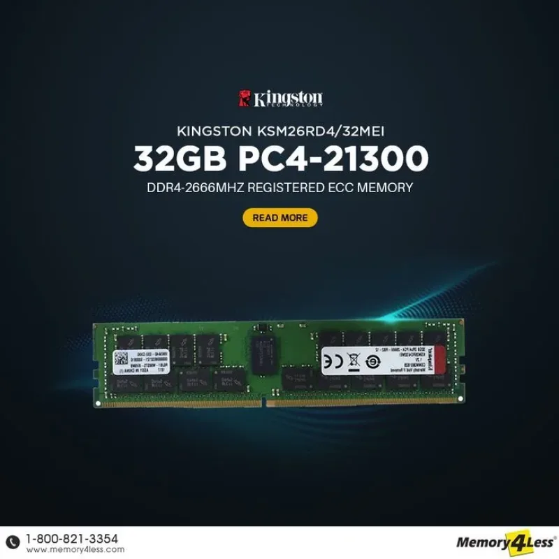 Kingston KSM26RS4/16HJM 16GB PC4-21300 DDR4-2666MHz ECC Registered CL19 RDIMM 1.2V Single-Rank Memory Module