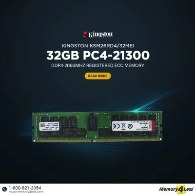 Kingston KSM26RS4/32HAI 32GB PC4-21300 DDR4-2666MHz ECC Registered CL19 RDIMM 1.2V Single-Rank Memory Module