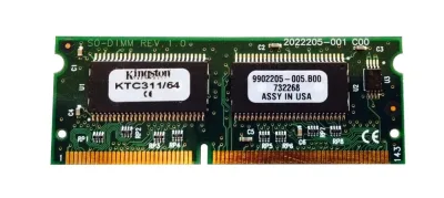 Kingston KTC311/128 128MB 100MHz PC100 non-ECC Unbuffered 144-Pin SoDimm Memory Module
